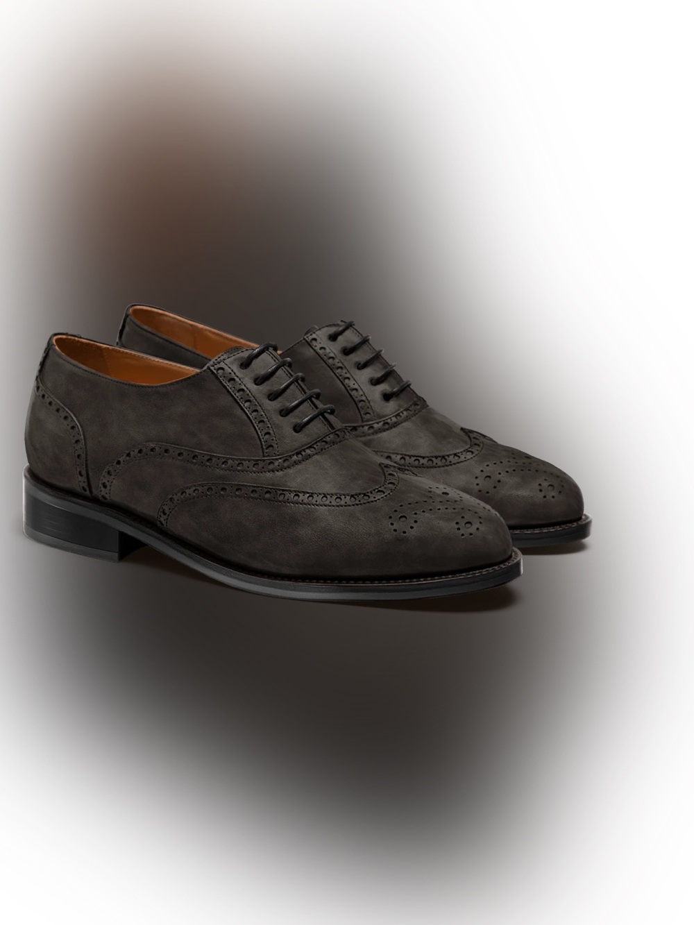 Sumissura Custom grey waxed leather full brogue / wingtip oxford,8.5